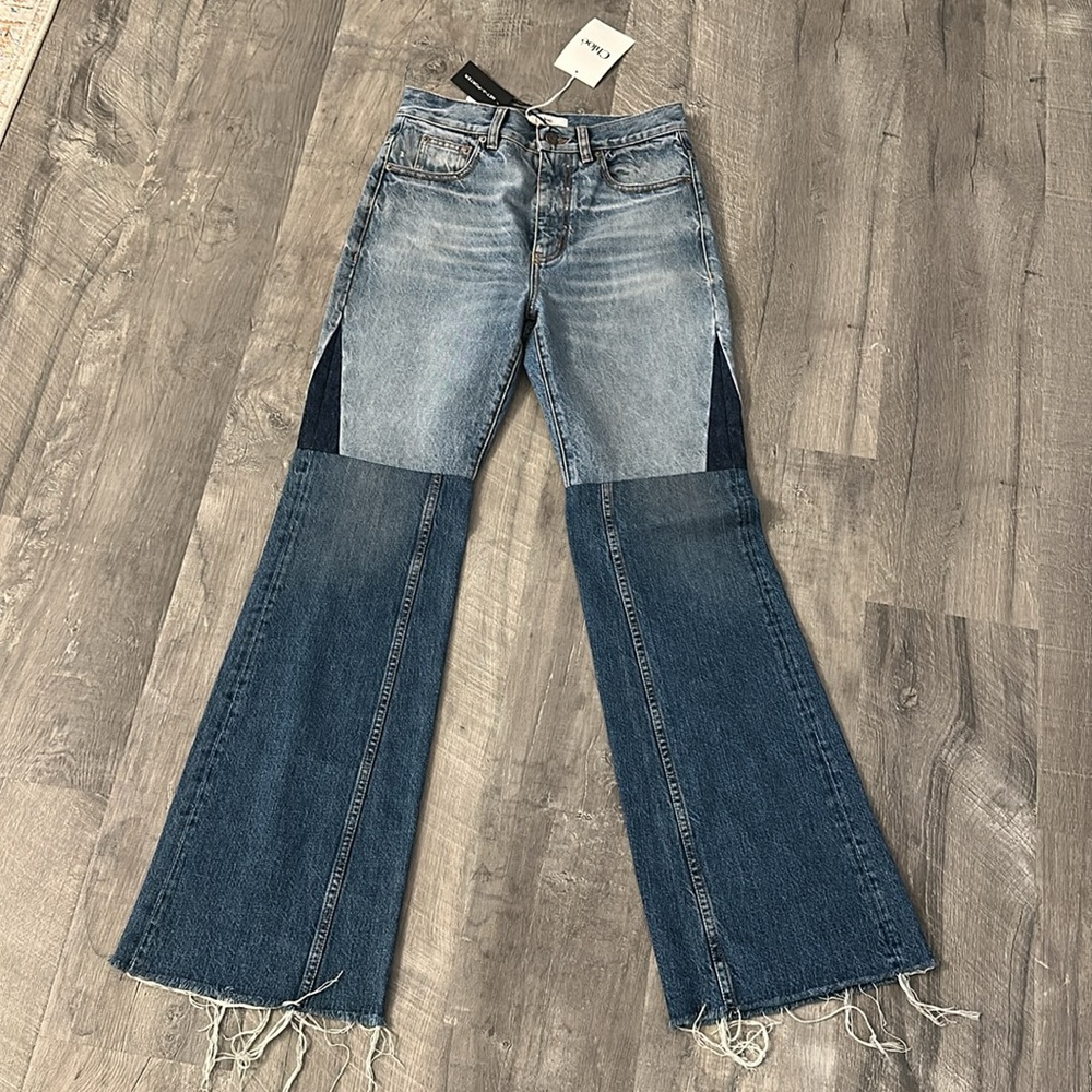 ✨ NWT CHLOE fall 2024 FLARED PATCHWORK JEANS IN DENIM - Picture 8 of 11